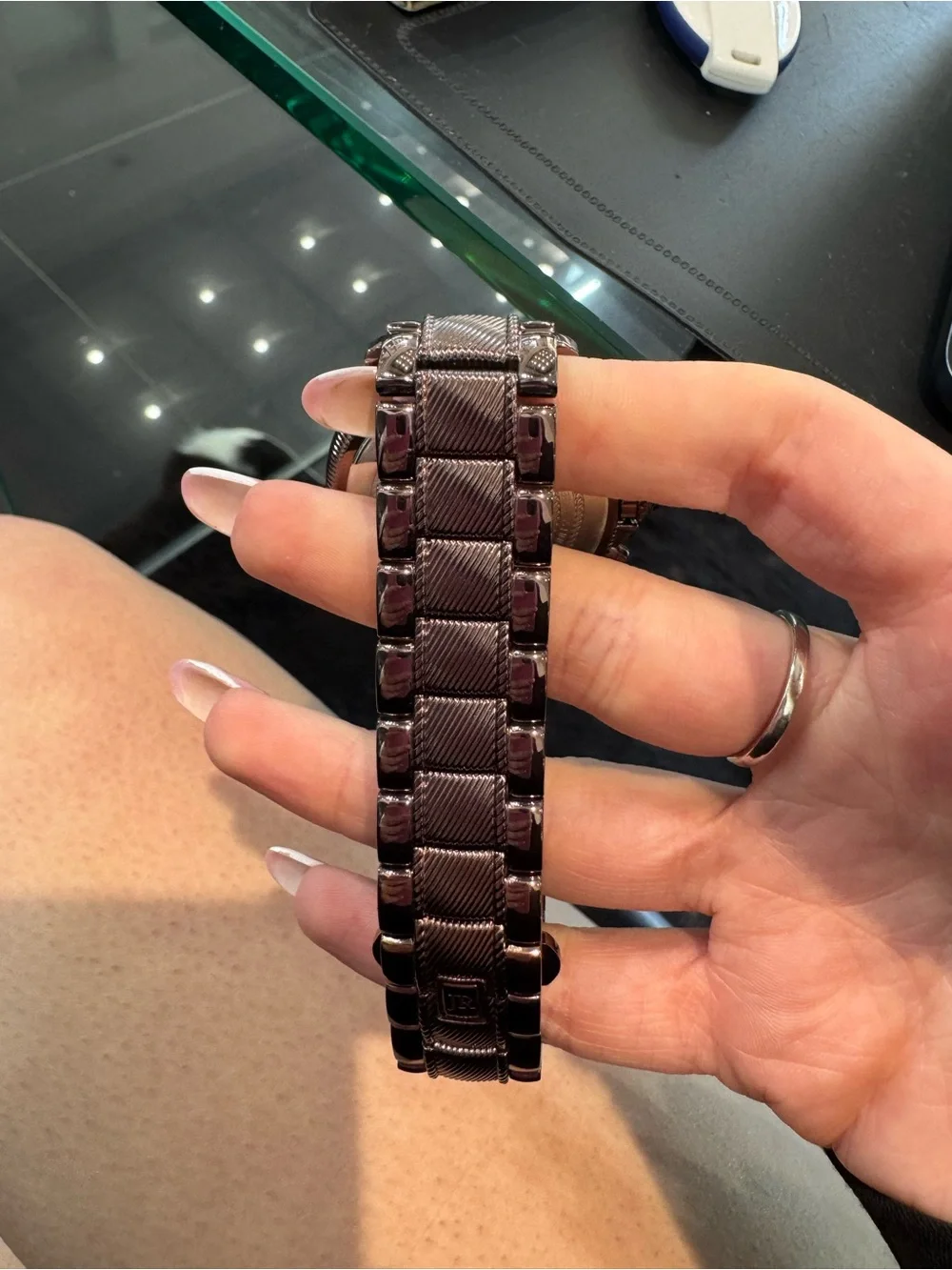 New Judith Ripka Chocolate Brown Chronograph Watch w/ MOP Dial